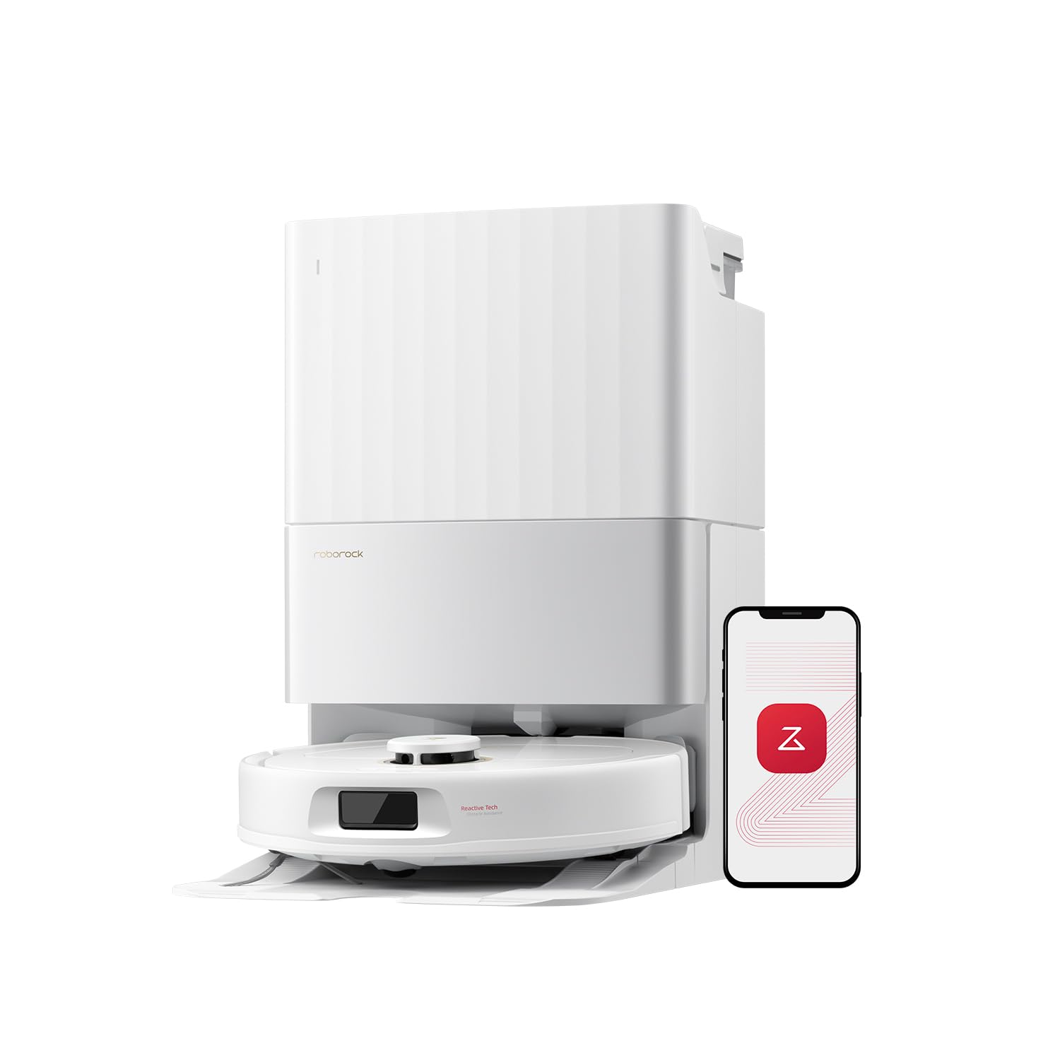 roborock Qrevo 5AE(Upgraded from S7 Max Ultra) Robot Vacuum and Mop, 12,000Pa Suction, FlexiArm Edge Mopping, Dual Anti-Tangle Brushes, 10mm Mop Lifting&Auto Washing&Drying, Self-Emptying&Refilling Q revo 5AE White