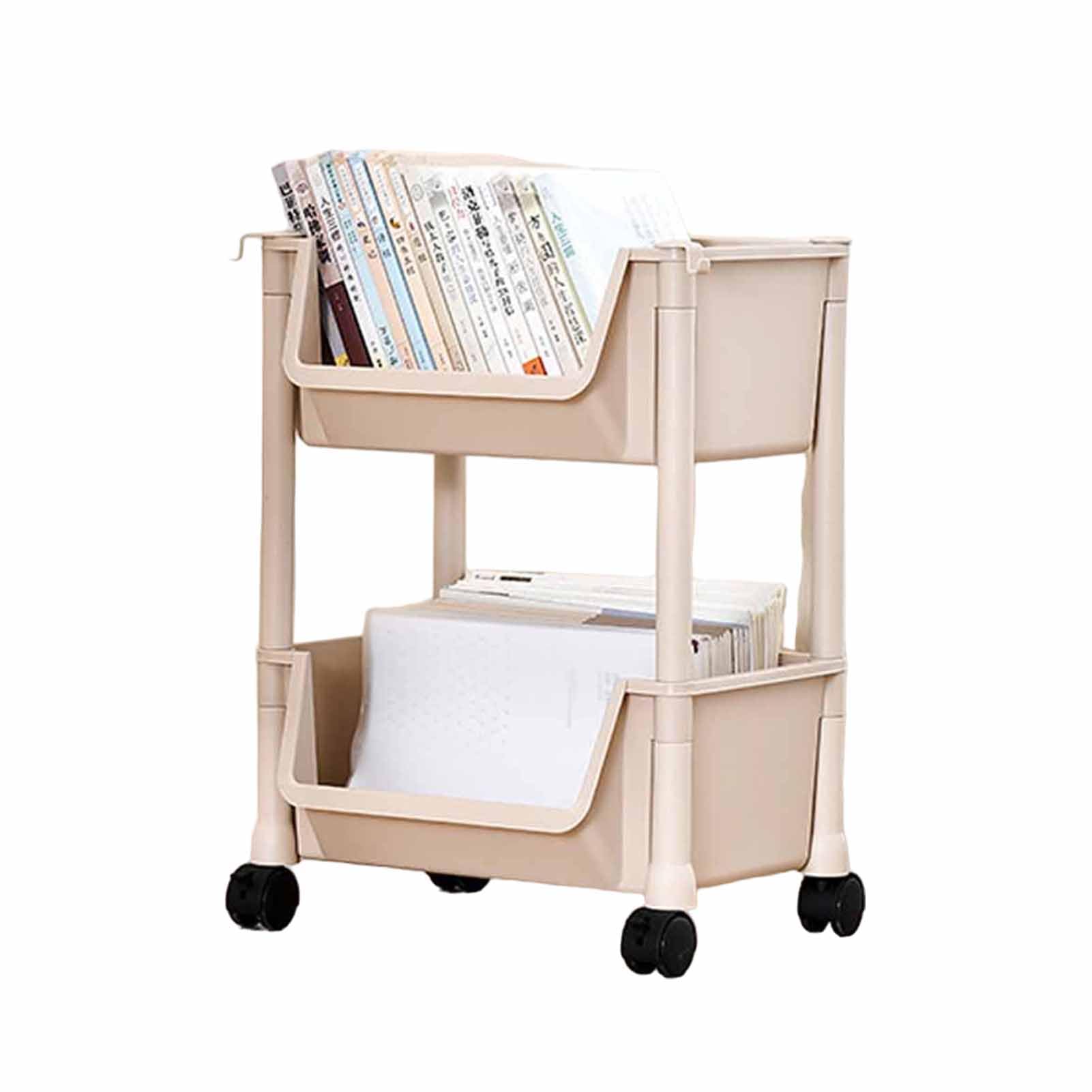 4-Tier Plastic Storage Cart With Wheels – Mobile Drawer Organizer Tower, Rolling Cabinet With Pull-Out Bins, Tool-Free Assembly, For Bedroom/Living Room
