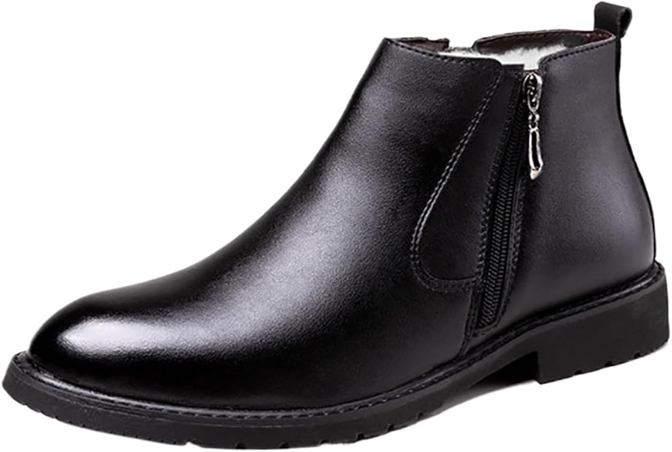 Amazon.com | Men's Winter Wool-Lined Leather High-top Casual Dress Shoes,  Premium Cowhide & Soft Wool Inside, Durable Anti-Slip Sole, Ideal for Casual  Occasions(Black,6.5) | Shoes