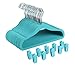 Finnhomy Non-slip Clothes Hanger for Baby and Kids 30-Pack Velvet Hanger with 10 Finger Clips,Blue