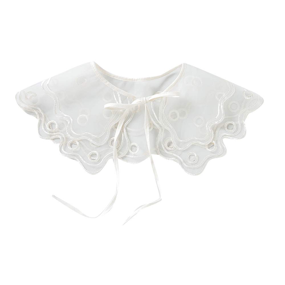 YAKEFJ Detachable False Collar Embroidery Neck Ruff Mini Cape Dickey Collar for Women Girls
