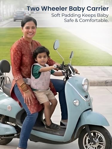 Image of POLKA TOTS Premium Two Wheeler Safety Belt for Kids | Safety Belt for Bike & Scooty, 3-Point Baby Proof Buckle, Adjustable & Cushioned Shoulder & Waist Straps, Comfortable & Secure Fit (Up to 10 Years)
