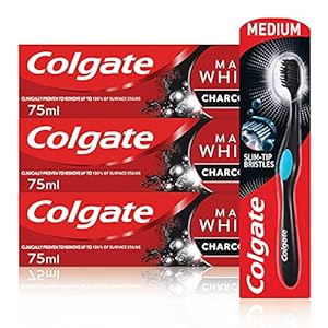 Colgate Charcoal Whitening Set met Colgate Max White Charcoal tandpasta 3 x 75 ml en Colgate 360° Deep Clean Charcoal…