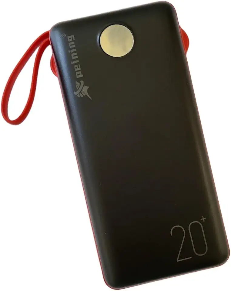 Power Bank Carregador Portátil 20.000mAh Digital Compatível com Xiaomi iPhone Motorola e Samsung Preto/Vermelho