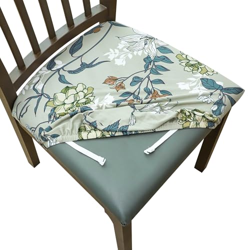 FORCHEER Stretch Dining Chair Seat Covers Set of 4 Floral Chair Cushion Covers for Dining Room 18inch Square Kitchen Chair Seat Slipcovers Washable