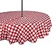 DII 100% Polyester, Spill Proof, Machine Washable, Zipper Tablecloth for Outdoor Use with Umbrella Covered Tables, 60" Round, Red Check, Seats 4 People, w