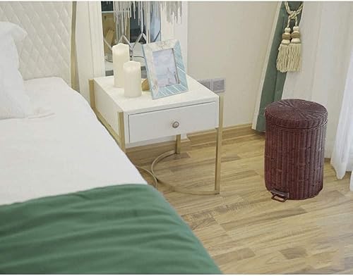 Miniatura 4 de Nordic Creative - Cubo de basura de ratán natural con tapa de pedal silencioso con tapa, papelera de estilo campestre de moda, 5 litros, color marrón