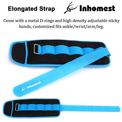 Inhomest Ankle Weights, 4 Lb 1 Pair Sky Blue Wrist Arm Leg Weights For Women Men Kids For Strength Training, Jogging, Gym Workout, Aerobics, Physical Therapy (Sky Blue - 8 Lbs Pair) #TOP2