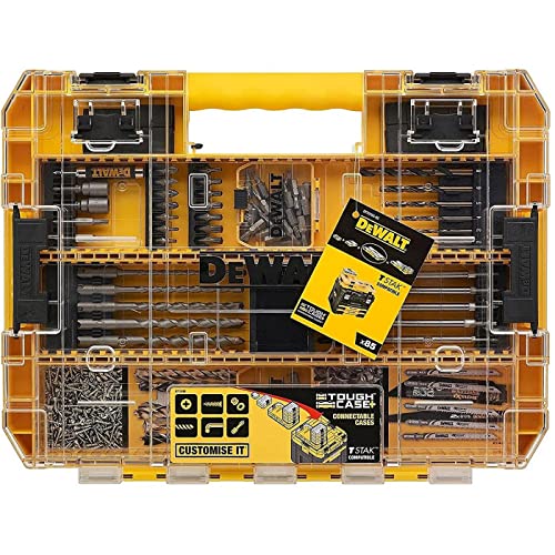 Dewalt HSS-G Metallbohrer und Bit-Set DT70763 (85-teilig, Black & Gold HHS-G Metallbohrer, Torison Bits mit erhöhter Festigkeit, in großem ToughCase inkl. TicTac Box)