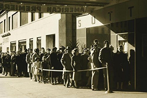People in Line at Cinema in New York City���Ɣ� �ǂ̑����p�̃e�B���T�C���|�X�^�[ �u���L�Ŕ� 40x30�Z���`