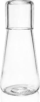 Clear Bedside Water Carafe and Glass Set for Bedroom, Mouthwash Bottle for Bathroom, 30 Oz Night Water Carafe with Tumbler Glass, Water Pitcher for Nightstand, Kitchen
