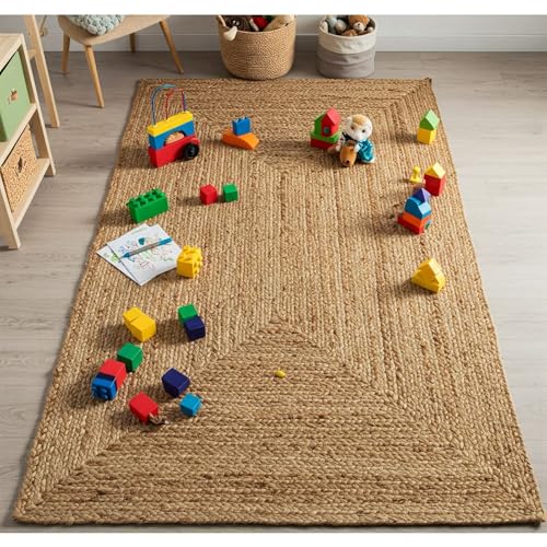 Raha Looms London Area Rug 4x6 Braided Jute Floor Mat