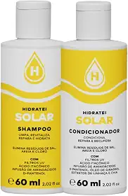 Kit Shampoo e Condicionador Solar Hidratei 60ml cada - Travel Size - Protege os Fios com Ação UV