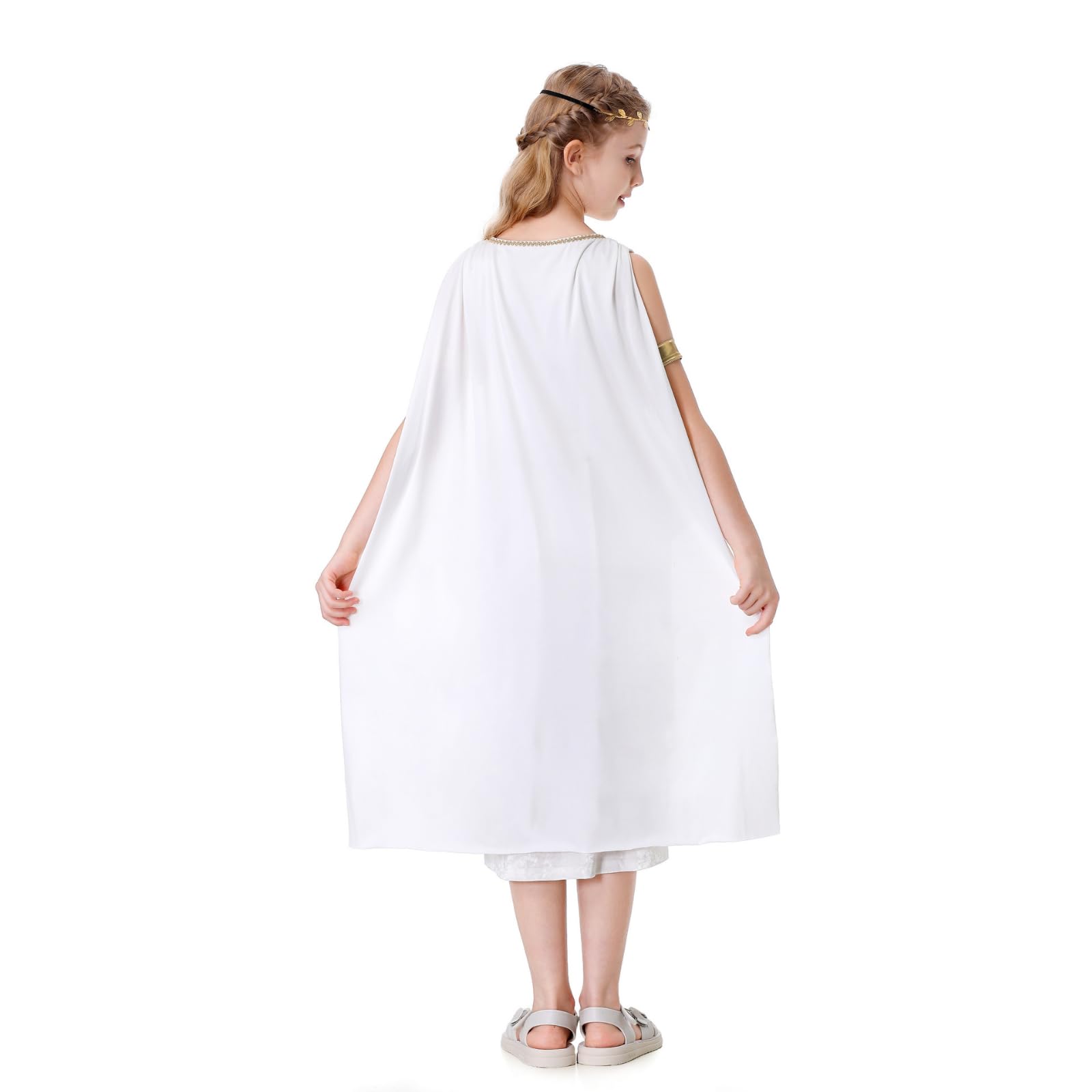 RRCBMD Girls Greek Goddess Costume Kids White Athenian Goddess Toga Long Dress Halloween Dress up Cosplay Large - Image 2