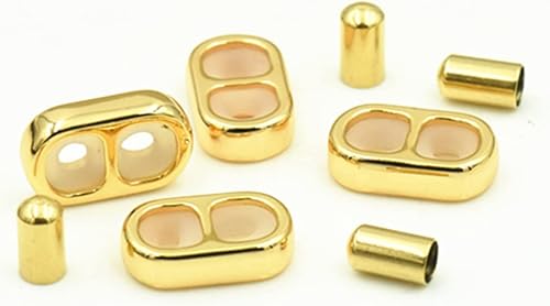 10 cuentas de tapón de latón con cuentas deslizantes de goma, cuentas de tapón de goma, cuentas de tapón de goma de 2 agujeros, cierres deslizantes