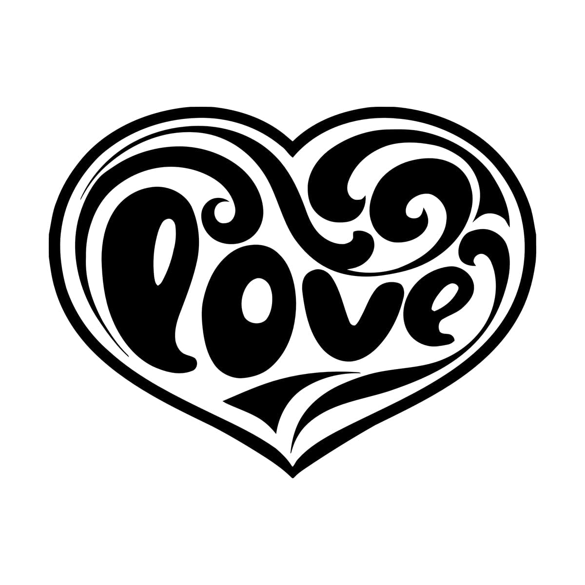 Mural and Wall Vinyl Decal Love and Romance Heart Inscription Love Pattern Smooth Lines 54x72.3cm Multiple Size Options Large Black โ image 1
