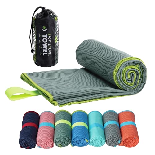 4Monster Microfiber Camping Towel - Quick Dry, Super Absorbent, Lightweight Travel Towel for Hiking, Beach, Gym, Backpacking, Yoga - Compact with Carry Bag (Olive Green, Small(31.50" x 15.80"))
