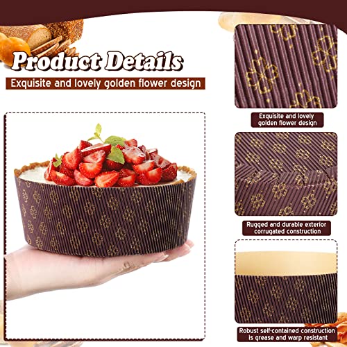 50 Pcs Panettone Paper Mold Paper Pans For Baking Heat Resistant Paper Baking Cake Pan 6" X 2.4" Disposable Panettone Paper Pan Mold For Muffin Cupcake, Microwave Oven And Freezer Safe #TOP2