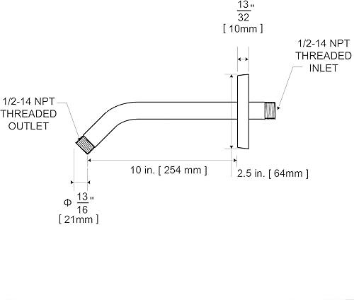 Miniatura 14 de OFFO Brazo de ducha con brida, 6 pulgadas de níquel cepillado para montaje en pared, ángulo de repuesto para cabezal de ducha fijo y cabezal