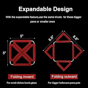 Setof5siliconetrivetmatexpandablehotpotholderwithstainlesssteelframeforhomekitchenheatresistantinsulatedhotpadscoasterstabledishmattablewareplacematforhotpansbowls Urban Country Home Decor Set of 5 silicone trivet mat expandable hot pot holder with stainless steel frame for home kitchen heat resistant insulated hot pads coasters table dish mat tableware placemat for hot pans bowls urban country home decor