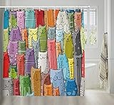 HNMQ Cartoon Cat Lover Shower Curtain, Funny animals Kitten Decor for Kids, Superior Mildew waterproof Resistant Fabric Bathroom Decorations, Bath Curtains Hooks Included, 69X70 inches