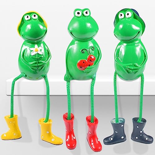 Tundwhite 3 x Frog Garden Decoration, Interesting Frog Garden Outdoor, Resin Frog Statue, Decorative Garden Frog Figurines for Home, Garden, Patio, Terrace, Courtyard