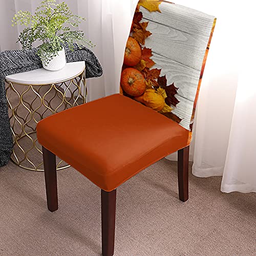 Savannan YY*YTA#WJL^20210812SLXM10120YTACSAN Fall Chair Covers Set Of 8 Thanksgiving Chair Covers For Dining Chairs Orange Pumpkin Maple Leaf Vintage Farm Wooden Plank Stretch Removable Chair Slipcovers thumb #1