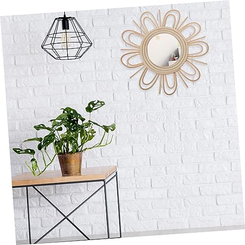 Miroir de maquillage en rotin tressé main pour reflet net - 7
