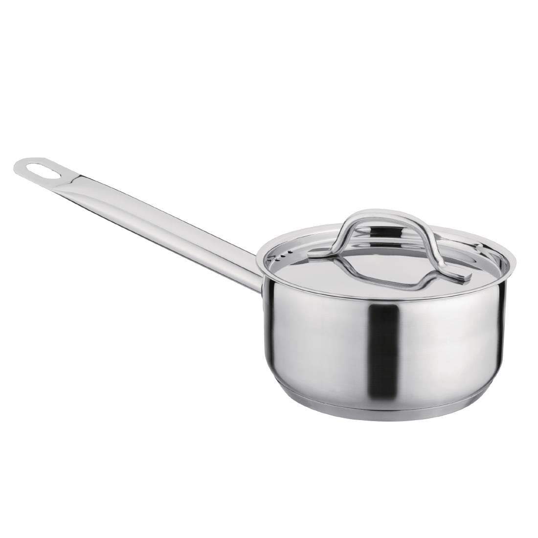 Nisbets Essentials Stainless Steel Induction Saucepan with Lid, Silver