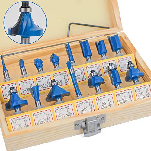 Router Bits Set 1/4 Shank - Baidets Plus 15 Piece Router Bit Set Craftsman, 1/4” Tungsten Carbide Router Bits For Woodworking #TOP6