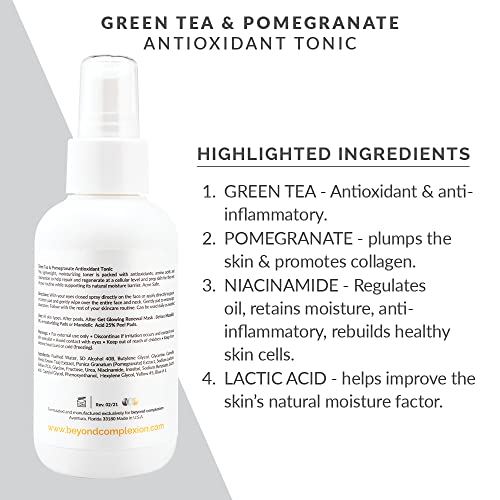Beyond Complexion Green Tea & Pomegranate Antioxidant Toner - Rich Toner That Locks In Hydration To Brighten And Rejuvenate Skin #TOP3