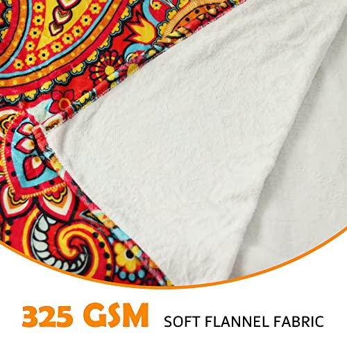 Paisley Throw Blanket, Oriental Vintage Paisley Pattern Flannel Fleece Throw Blanket For Adults Kids, Persian Culture Inspired Swirls Style Flowers Paisley Home Decor Floral Soft Blanket, Dark Coral #TOP1