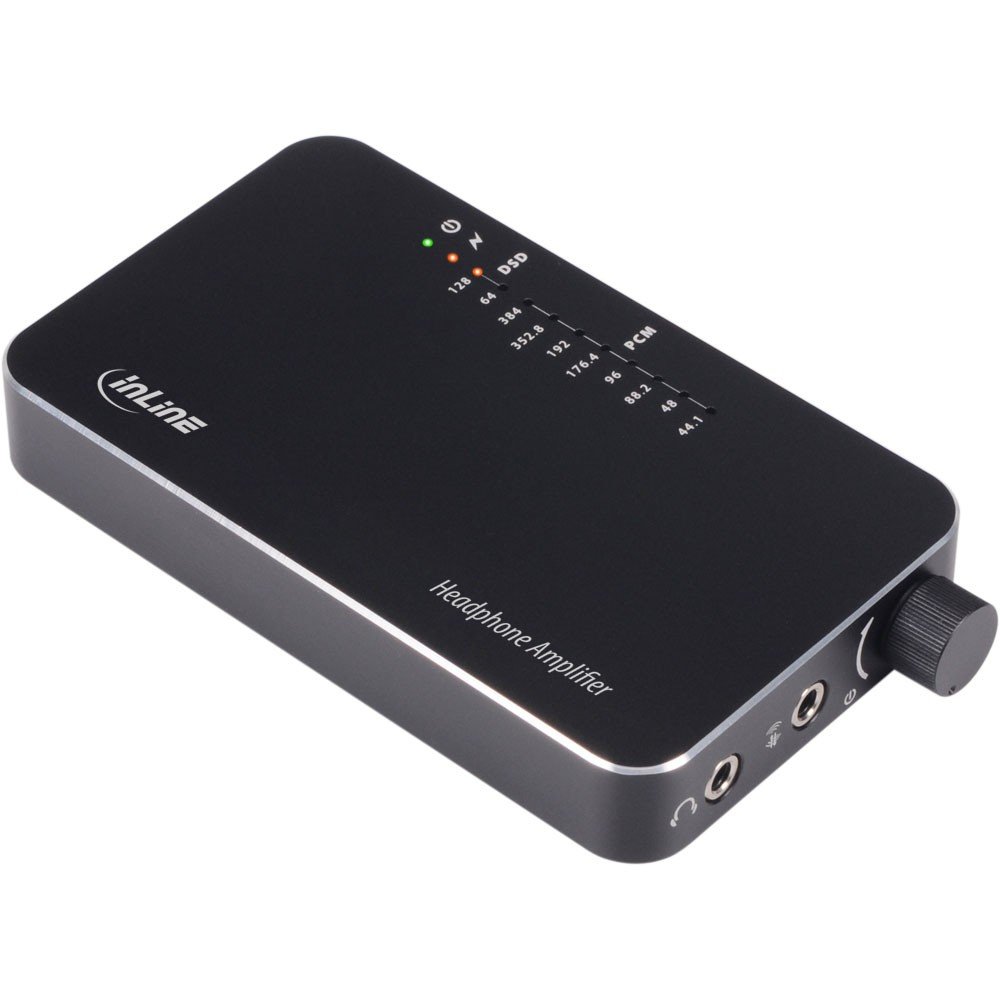 InLine AmpUSB HiRes Mobile Amplificatore Cuffie, 384 kHz/32-Bit, DSD, Batteria Integrata, Nero