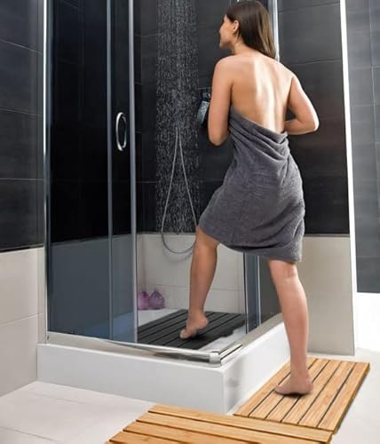 Bamboo Bath Mat - Comes With Soap Dish - Mid-Large, Non Slip, Wood Bathmat For Bathroom And Sauna Floor #TOP4