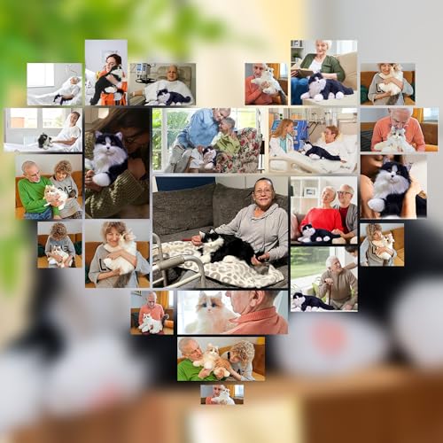 Chongker Interaktiver Begleiter, Roboter, handgefertigte Stofftiere mit Sprachreaktion, realistischer Herzschlag und Schnurren, Geschenke für Eltern und Senioren