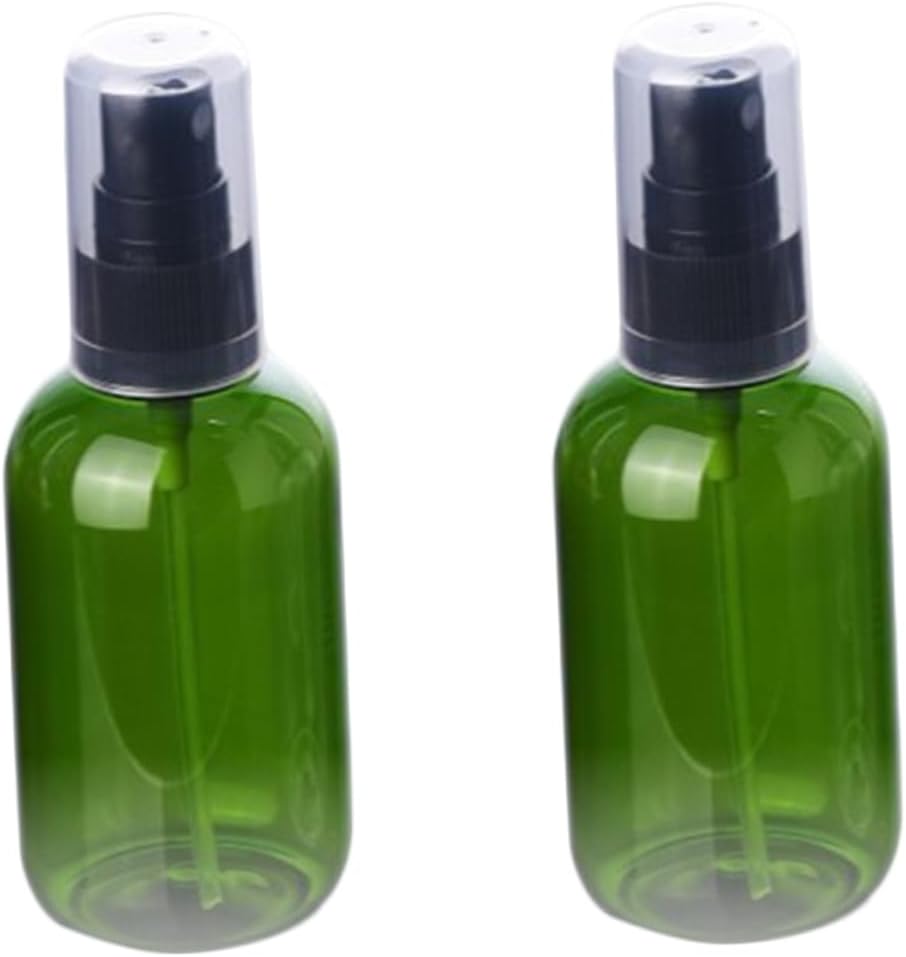 5pcs Small Cosmetic Spray Bottle Refillable Leakproof Plastic Containers Black Pump for Makeup Water Travel and Outdoor Use Green