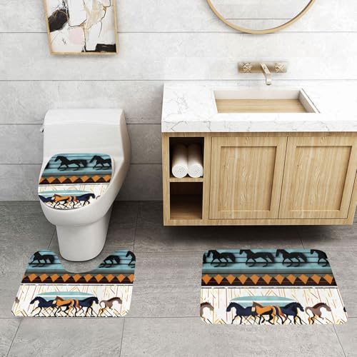 Tapis de salle de bain avec motif à rayures ensemble de 3 pièces