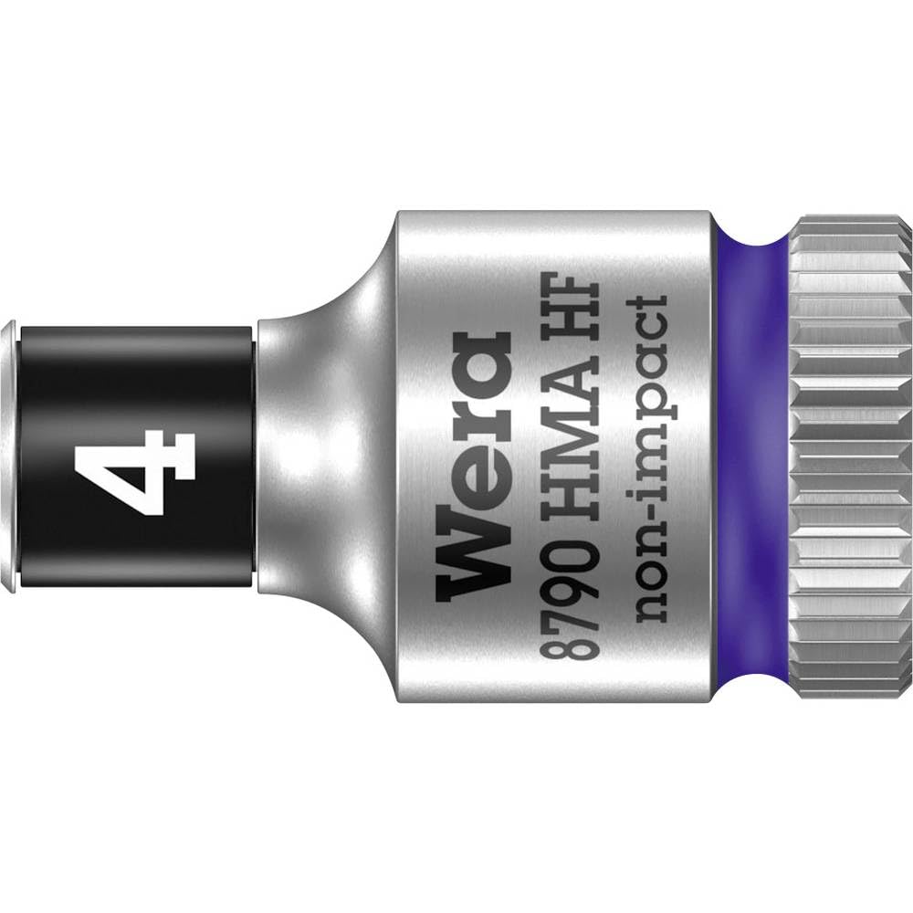 Wera 8790 HMA HF Zyklop Llave de Vaso con Arrastre de 1/4" con Función de Retención, Violeta, 4 mm