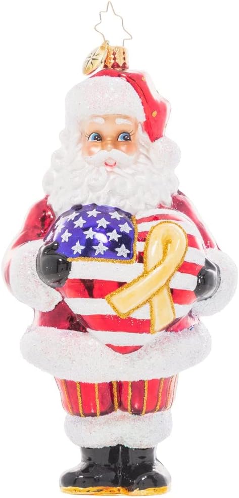 Christopher Radko Hand-Crafted European Glass Christmas Decorative Ornament, Thank A Vet Santa