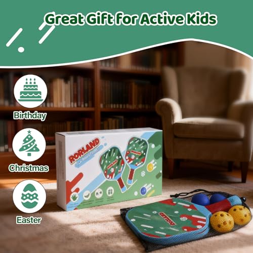 Smartwo Pickleball Set Inklusive 2 Schläger und 4 Bällen, leicht, geeignet für Kinder und Einsteiger