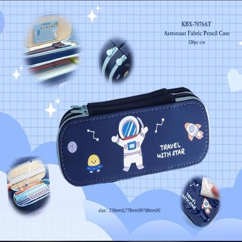 Image of PU Leather Pencil Case with Zipper, Large Capactiy Pouch Stationary Bag Storage Bag Makeup Bag for School, Office (Blue)