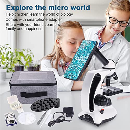 Microscopio digital compuesto para educación estudiantil con aumento 40-2000x y luces LED 6