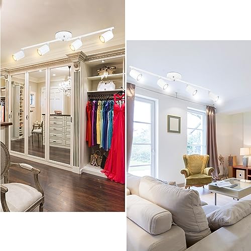 BoostArea LED 4 Light Track Lighting Kit, White 4 Way Ceiling Spot Lighting, Flexibly Rotatable Light Head for Kitchen, Living Room, Bedroom, Bulb Not Included by BoostArea - Image 3