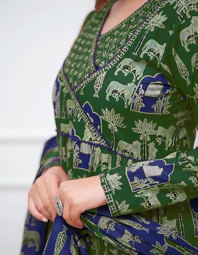 Image of Leriya Fashion Kurta Sets for Woman | Printed Jaipuri Ajrakh Kurta Set With Dupatta for Women | Kurti Set for Woman | Anarkali Suit for Women | Traditional Anarkali Salwar Suit for Party Outfits Kurtis