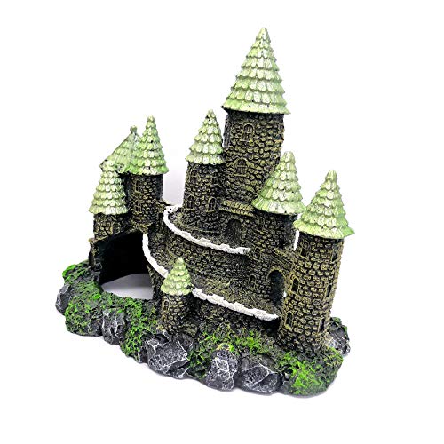 Image of M2cbridge Aquarium Decor Castle Shipwreck Ornament Underwater Landscape(Green Castle)