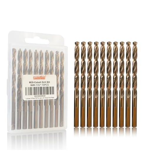 Luckyway 7/32" Cobalt Drill Bit (10 Pcs), Jobber Length Twist Drill Bit Set for Hard Metal, Stainless Steel, Cast Iron, Wood and Plastic, with Storage Case