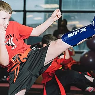 Kids Shin Instep Pads MMA Leg Foot Guards Junior Muay Thai Kick Boxing Boys and Girl Guard Protector