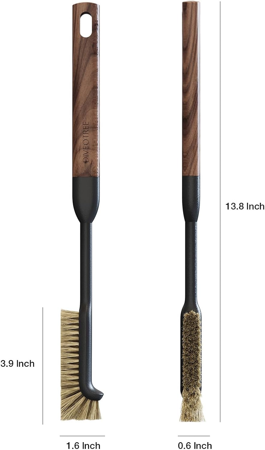 Cleaning Brush, Diveotree Hard Bristle Brush for Deep Cleaning Grout, Sink, Cup, Teapot, Bottle, Blender, Multi-Purpose Brush wih Long Handle for Kitchen (Brown)