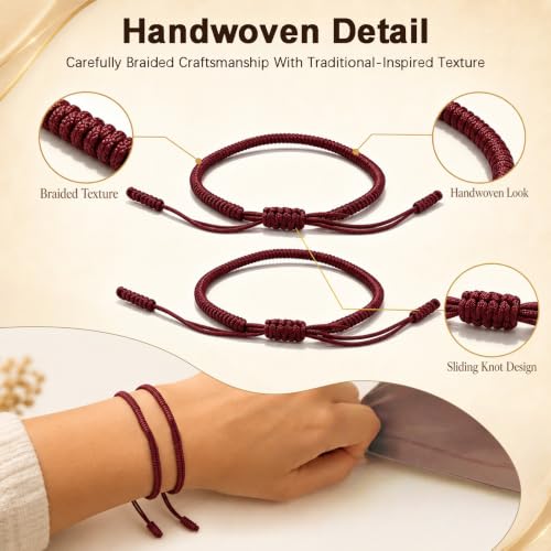 DKLUOLAN 2 Bracelets d’Amitié Tibétains Chanceux Ajustables Faits Main – vue 3