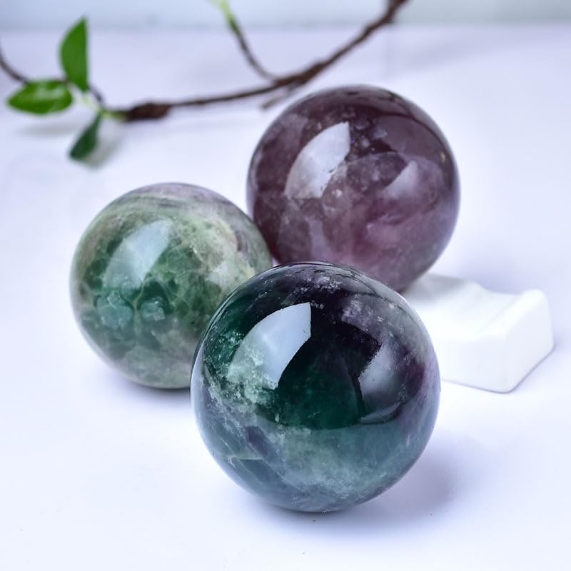 Green Purple Fluorite Ball Living Room Study Home Office Decoration Green Purple Fluorite Crystal Ball,70~80mm